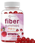 Micro Ingredients Fiber Gummies With Probiotics 120 Count 6G Per Serving 2 Billion Cfu Sugar Free Peach Cherry Flavor High Fiber Supplement For Women & Men Non-Gmo Gluten Free