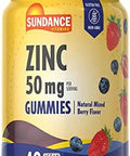 Sundance Zinc Gummies For Adults 50Mg Mixed Berry Flavor Vegan, Non-Gmo, And Gluten Supplement