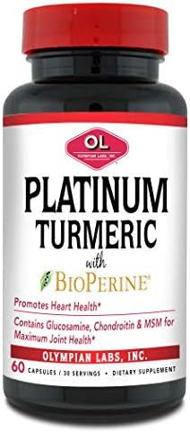Olympian Labs Platinum Turmeric Formulated With Glucosamine Chrondroitin Msm & Bioperine For Maximum Joint Health 60 Capsules