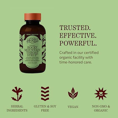 Herbs Etc. Rocky Mountain Throat Syrup Cough Syrup for Soothing Throat Care
