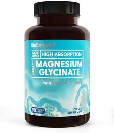 BioEmblem Triple Magnesium Complex and Magnesium glycinate with Zinc for Brain Health Enzyme Function and Muscles and Legs