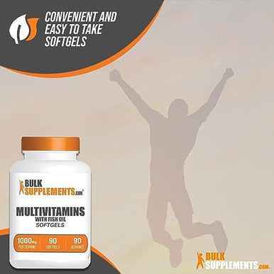 Bulksupplements.Com Multivitamin Softgels - Daily Multivitamin, Multimineral Supplement, Multivitamin For Adults Wit Fish Oil - Gluten Free, 1 Softgel Per Serving, 90 Count (Pack Of 1)