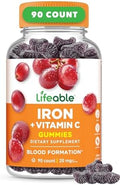 Lifeable Iron Gummies 20Mg With Vitamin C Great Tasting Blood Builder Iron Supplement Iron With Vitamin C For Iron Deficiency Iron Gummies For Women Men Adults 90 Gummies