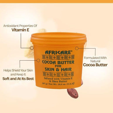 Cococare Africare Cocoa Butter 10.5 Oz For Skin And Hair Enriched With Vitamin E And Shea Butter