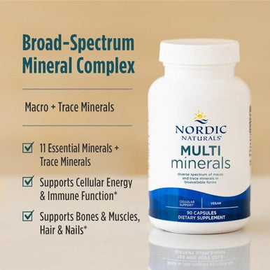 Nordic Naturals Multi Minerals Unflavored - 90 Capsules - 11 Essential Minerals - Optimal Health & Wellness - Certified Vegan - Non-Gmo 30 Servings