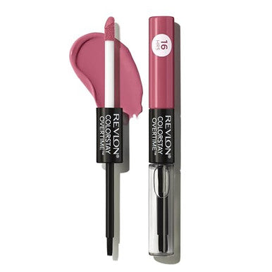 Revlon Liquid Lipstick With Clear Lip Gloss Colorstay Overtime Lipcolor Dual Ended With Vitamin E 220 Unlimited Mulberry 0.07 Fl Oz