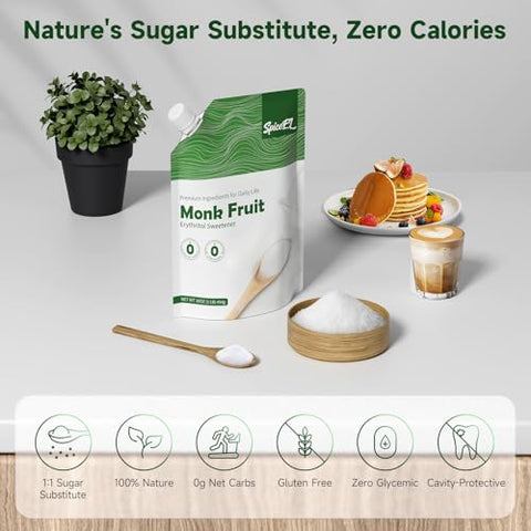 SPICEEL Monk Fruit Erythritol Mix | Measures Like Sugar, Dissolves Easily for Baking, Frostings & Beverages | Vegan, Gluten-Free Sugar 3-Pack