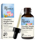 Sky Organics Bright Glow Face Serum, Vitamin C Serum, Rejuvenate Dull Skin, Hydrating, Promotes Brighter-Looking Complexion, Skin Care With Vitamin E, Organic Jojoba Oil & Rosehip Oil, 1 Fl Oz W Ebook