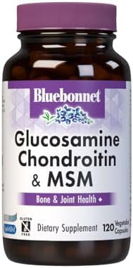 Bluebonnet Nutrition Glucosamine Chondroitin Plus Msm Glucosamine Chondroitin Sulfate Vitamin C & Optimsm Bone & Joint Health Non Gmo Gluten Soy Milk 180 Vegetable Capsules