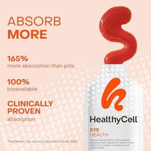 Healthycell Eye Health Daily Liquid Supplement - Eye Vitamins & Minerals With Lutein Zeaxanthin Astaxanthin & Beta Carotene For Sight Care & Macular Support - 30 Gel Packs