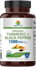 Brieofood Organic Turmeric With Black Pepper 1500Mg, 45 Servings, Vegetarian, Gluten , 90 Vegetarian Tablets