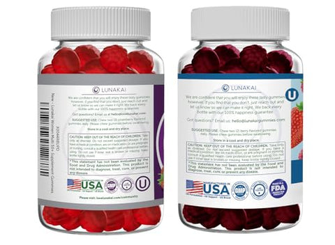 Lunakai Usa Made Women 50 Multivitamin & Probiotic Gummies Bundle Immune & Digestive Support 60 Non-Gmo Gummies Each