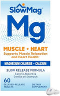 Slowmag Muscle + Heart Magnesium Chloride With Calcium Supplement To Support Muscle Relaxation Occasional Muscle Cramping & Heart Health High Absorption 60 Count