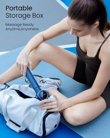 Napre Massage Gun With Extension Handle And 3 Adjustable AnglesDeep Tissue Back Massage For Neck/Shoulders/Waist/Body Pain ReliefHandheld Percussion Muscle Massager With CaseBlue