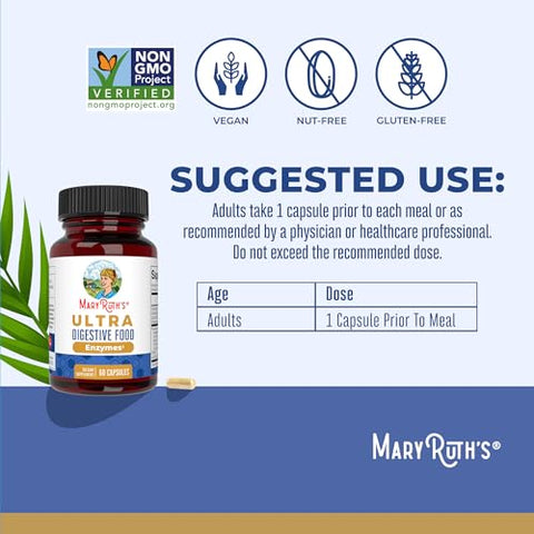 Maryruth'S Maryruth Organics Ultra Digestive Enzymes Capsules Up To 2 Month Supply Supplement For Gut Health Support Digestion & Immune Support With Amylase Lipase & Lactase Vegan 60 Count