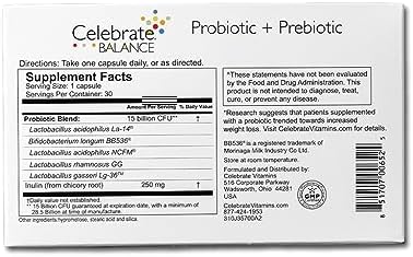 Celebrate Vitamins CelebrateONE Bariatric Multivitamin 18mg Iron and Balance Probiotic + Prebiotic Capsules Bundle Supports Digestive Health Iron Levels and Maximum Nutrient Absorption for Bariatric P