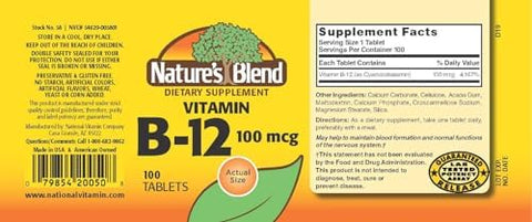 NAT B Vitamin B12 TB 100MCG 100