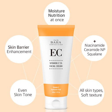 Ceramide Moisture Cream With Vitamin E 5% Soothing Face Moisturizer For Dry Sensitive Skin Hydrating Facial Cream With Niacinamide And Hyaluronic Acid 4 Fl Oz (120Ml)