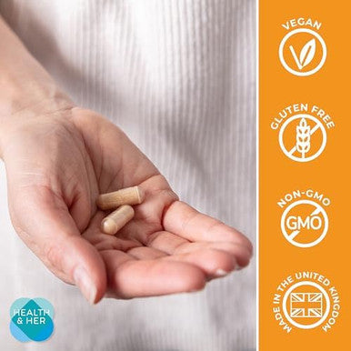 Health & Her Perimenopause Mind+ Cognitive Function Support For Early Stage Of Menopause Mental Energy Supplements For Women With Vitamins Gluten Nongmo Vegan (30 Ct 1 Month)