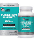 Qunol Magnesium Glycinate 300mg 100% Glycinate Chelated Magnesium Supplement 150ct Tablets