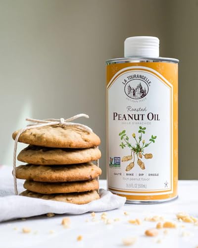 La Tourangelle,Roasted Peanut Oil,Slow Roasted Expeller-Pressed for Rich Flavor,Perfect for Cooking & Baking,Med-High Heat,Unrefined,Small Batch Production in USA,16.9 Fl Oz,(Pack of 2)