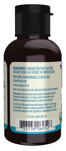 Now Foods Better Stevia Liquid Glycerite Zerocalorie Liquid Sweetener Low Glycemic Impact Nongmo 2Ounce