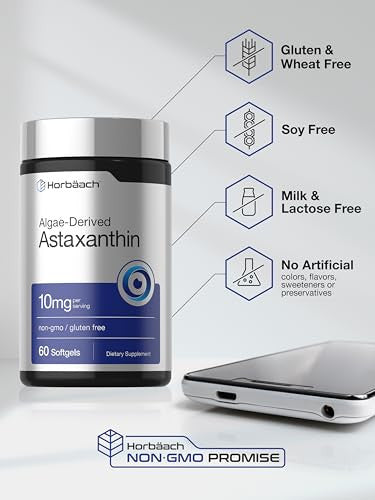 Horbaach Astaxanthin Supplements 60 Softgels 10Mg