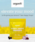 Organifi Happy Drops - Daily Superfood Happy Gummies For Adults - Mood Support Supplement For Balance, Bliss, Energy And Taking The Edge Off - Sweet Lemon Flavor - 60 Gummies