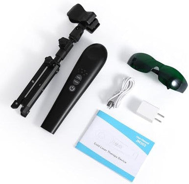 Figerm Cold Laser Therapy Device For Pain Relief Infrared Red Light Therapy Devices For Knee Neck Joint And Muscle With 808Nm & 650Nm 3 Power Mode/ 4 Timer Handheld Black