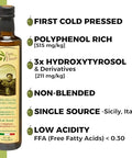 Papa Vince Olive Oil Extra Virgin - First Cold Press Family Harvest 2024/25, Polyphenol Rich, Subtle Peppery Finish, Unrefined, High in Monounsaturated Fat, No Pesticides, No GMO, Sicily, Italy
