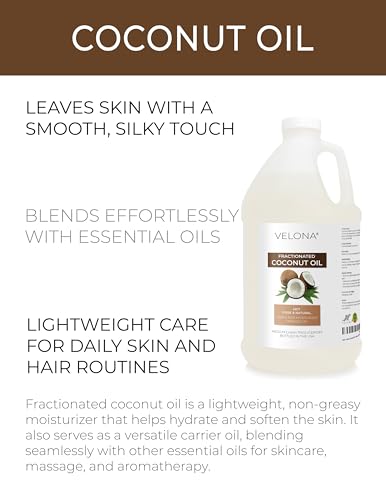 velona MCT Coconut Oil 1 Gallon / 128 Fl Oz | 100% Pure and Natural Carrier Oil | Fractionated | Skin, Face, Body, Hair Care | Use Today - Enjoy Results