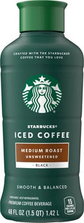 Starbucks Medium Roast Iced Coffee, Black Unsweetened, 48 Fl Oz Bottle