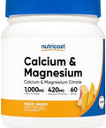 Nutricost Calcium Magnesium Powder (Fruit Punch 60 Servings) Bone Support Nongmo Gluten (From Calcium Citrate And Magnesium Citrate)