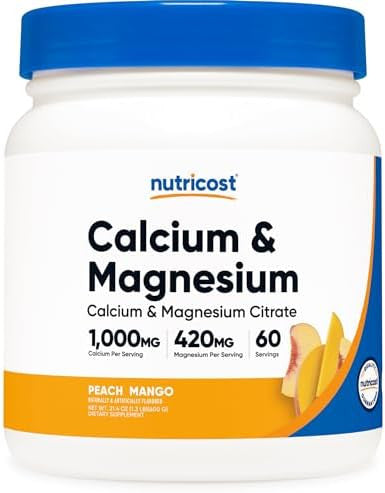 Nutricost Calcium Magnesium Powder (Fruit Punch 60 Servings) Bone Support Nongmo Gluten (From Calcium Citrate And Magnesium Citrate)