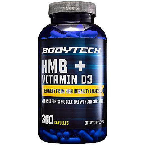 BODYTECH HMB + Vitamin D3 Supports Muscle Growth and Strength 360 Vegetable Capsules