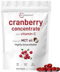 Micro Ingredients Cranberry Supplement For Women 300 Softgels With Vitamin C & Mct Oil Cranberry Pills For Women Support Urinary Tract Health