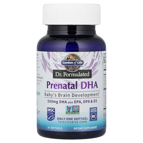 Garden Of Life Dr. Formulated Prenatal Dha Fish Oil - 500Mg Dha & Dpa In Triglyceride Form 100 Dv Vitamin D3 Single Source Mercury Free Omega 3 Supplements For Women'S Health 30 Softgels