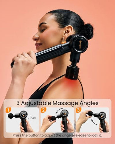 Napre Massage Gun With Heat And ColdMassage Gun Deep Tissue With Extension Handle & 3 Adjustable AnglesHandheld Percussion Back Massager For Muscle/Neck/Body Pain Relief6 HeadsWith Case