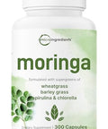 Micro Ingredients Moringa Oleifera 300 Capsules With Supergreens Blend Of Wheatgrass Barley Grass Spirulina & Chlorella Antioxidant Supplement Energy & Immune Support Non-Gmo