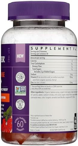 Chapter Vitamin C+ Gummies ÃƒÂ¢Ã¢â€šÂ¬Ã¢â‚¬Å“ 40% Less SugarÃƒâ€šÃ‚Â§, Excellent Source Of Vitamin C, Two Daily Gummies For Immune Support With Acerola Cherry, Vegan, Non-Gmo, Gluten Free, Citrus Flavored, 60Ct