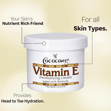 Cococare Vitamin E Super Rich Formula Moisturizing Cream High Potency Skin Moisturizer 4 Oz