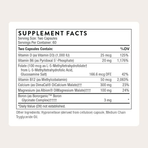 Thorne - Advanced Bone Support - Bone Health Supplement For Women & Men With Calcium Magnesium Vitamin D B Vitamins Folate & Boron - Gluten Dairy & Soy-Free 120 Capsules