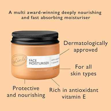 Up Circle Face Moisturiser With Argan Powder 1.7Oz - Nourishing Day Cream - Vitamin E Aloe Vera Glycerin Shea + Coconut Butter - Natural Vegan + Cruelty