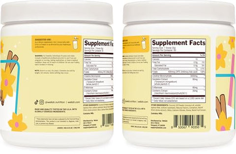 Wellah Creatine For Women (50 Servings Horchata) - Creatine Monohydrate With Dandelion & Cranberry Extract