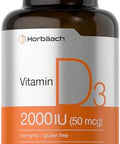 Horbaach Vitamin D3 2000IU Softgels 150 Count 50mcg Cholecalciferol NonGMO and Gluten Free Supplement