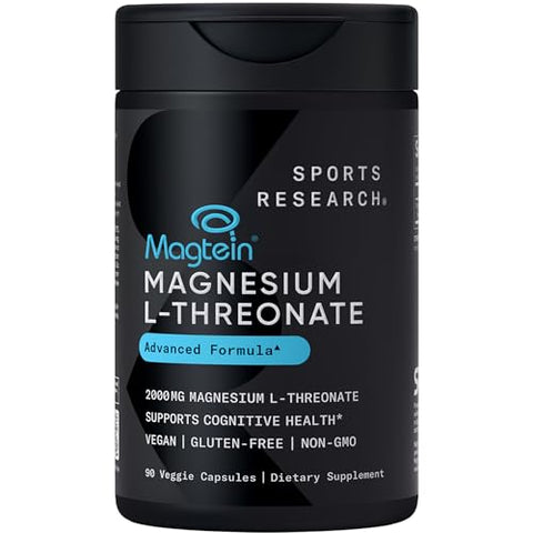 Sports Research 90 Ct Cognitive Health Support Pack - Triple Strength Omega 3 Fish Oil Epa Dha Fatty Acids From Single-Source Wild Alaskan Pollock & Magtein Magnesium L-Threonate For Memory Focus