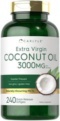 Carlyle Coconut Oil Extra Virgin Softgel Capsules | 3000mg | 240 Count | Naturally Occurring MCTs | Non-GMO and Gluten Free Supplement
