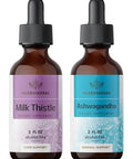 Herbamama Herbal Liquid Drops Kit - Bundle Of Milk Thistle Extract & Ashwagandha Root Tincture 2 Fl Oz - Vegan Non-Gmo Sugar & Alcohol- - 2 Pack