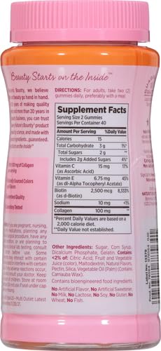 Nature'S Bounty Optimal Solutions Hair Skin & Nails With Biotin And Collagen Citrus-Flavored Gummies Vitamin Supplement 2500 Mcg 80 Ct 40 Total Servings (Pack Of 3)