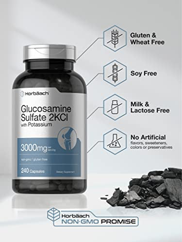Horbaach Glucosamine Sulfate 2Kci With Potassium 240 Capsules 3000Mg